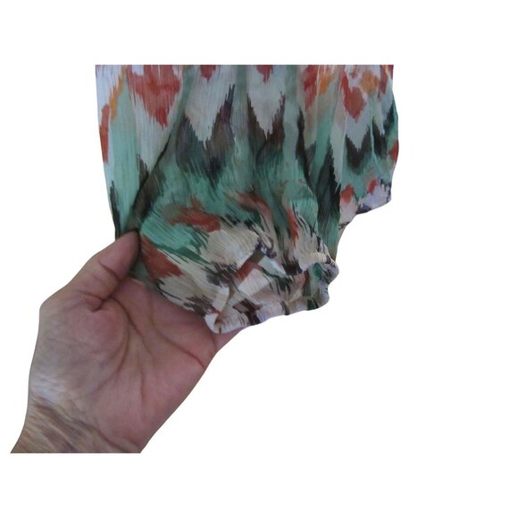 Sundance 100% Silk Green/Orange Blouse With Buttons Size L - Picture 3 of 7